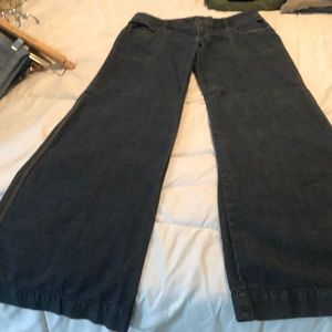 Wide leg jean trousers